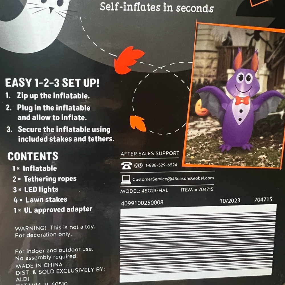 Bat Inflatable 4 FT, Halloween Bat - Picture 4 of 4